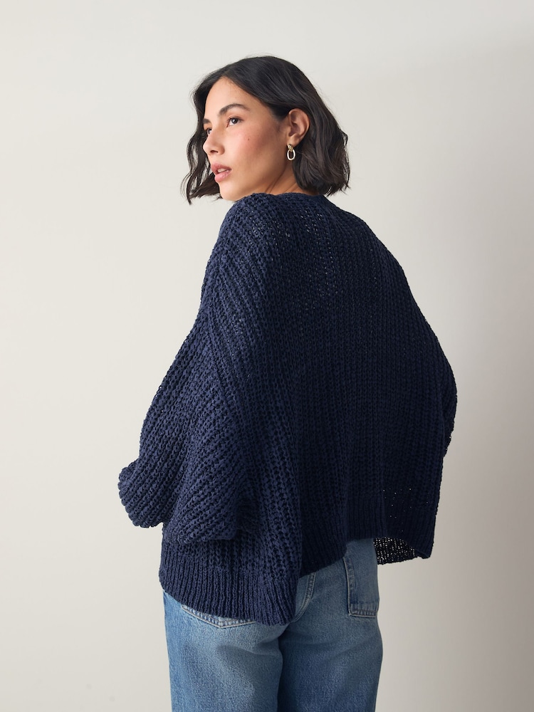 Navy Tape Yarn Cardigan - Image 2 of 4