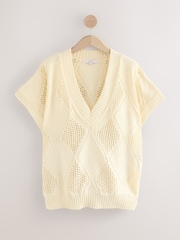 White Argyle Open Knit Tank Cover-Up - Image 1 of 3