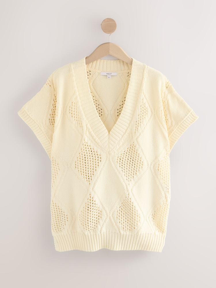 White Argyle Open Knit Tank Cover-Up - Image 1 of 3