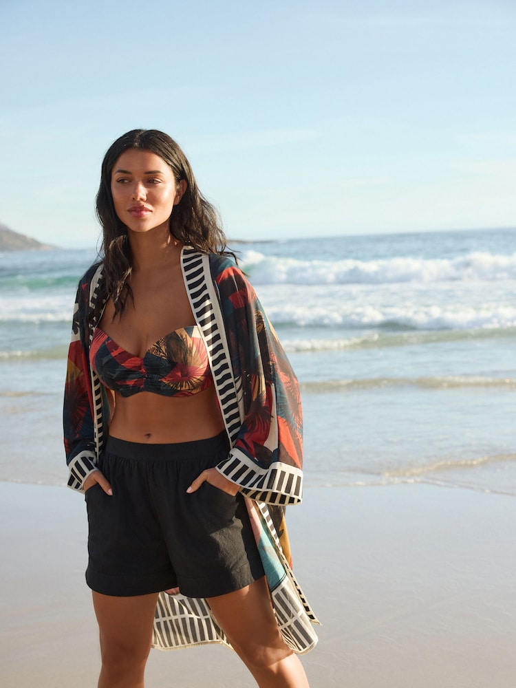 Aztec Palm Print Longline Kimono Cover-Up - Image 2 of 9