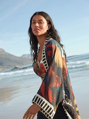 Aztec Palm Print Longline Kimono Cover-Up - Image 6 of 9