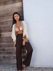 Woodblock Print Short Kimono Cover-Up - Image 4 of 9