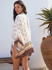 Woodblock Print Short Kimono Cover-Up - Image 5 of 9