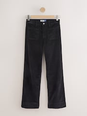 Black Velvet Cord Patch Pocket Wide Leg Jeans - Image 7 of 9