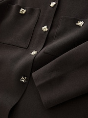 Chocolate Brown Smart Button Up Knitted Jacket - Image 6 of 7