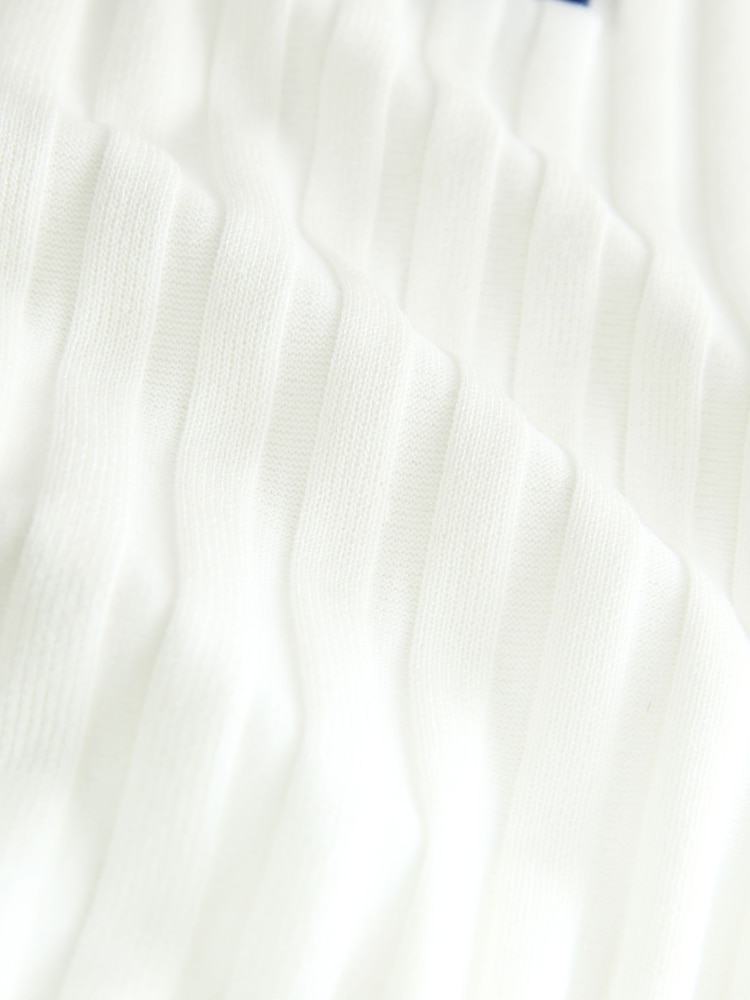 Ecru Denim Collar Ribbed Short Sleeve Polo Top - Image 7 of 7