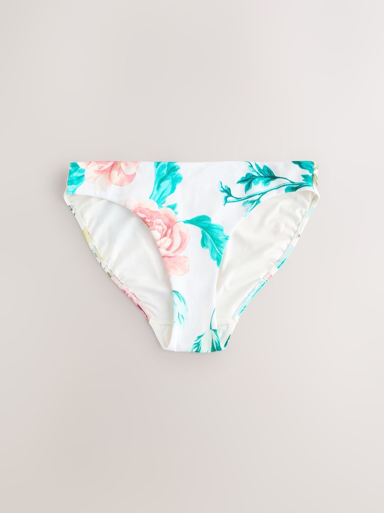 Weißer Floraldruck mit Hochglanz - Bikinihose - Bild 1 von 3 Weißer Floraldruck mit Hochglanz - Bikinihose - Bild 1 von 3
