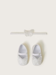 Monsoon Natural Baby Sparkle Butterfly Booties and Headband Set - Image 1 of 3