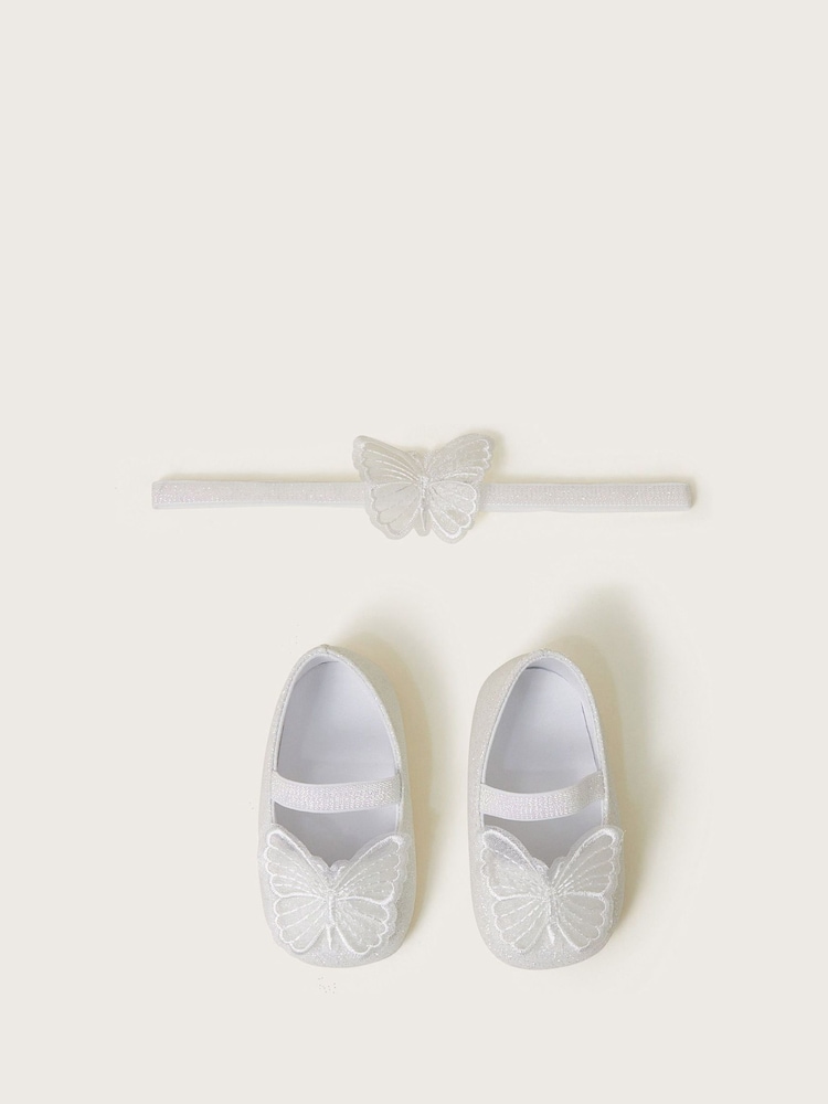 Monsoon Natural Baby Sparkle Butterfly Booties and Headband Set - Image 1 of 3