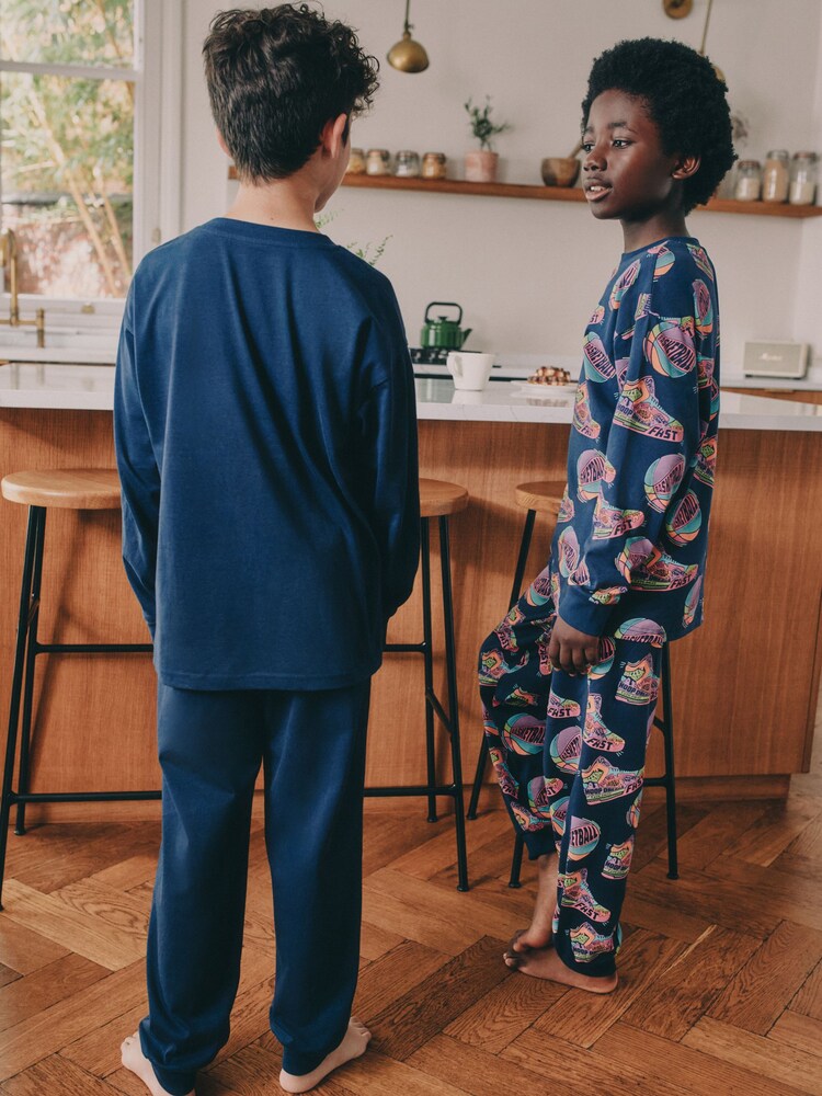 Navy Long Sleeve Pyjamas 2 Pack (3-16yrs) - Image 2 of 9 Navy Long Sleeve Pyjamas 2 Pack (3-16yrs) - Image 2 of 9