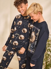 Black/Gold Football Long Sleeve Pyjamas 2 Pack (3-16yrs) - Image 2 of 9