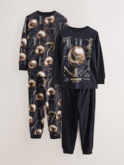 Black/Gold Football Long Sleeve Pyjamas 2 Pack (3-16yrs) - Image 4 of 9