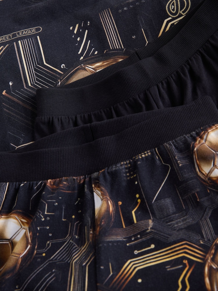 Black/Gold Football Long Sleeve Pyjamas 2 Pack (3-16yrs) - Image 9 of 9 Black/Gold Football Long Sleeve Pyjamas 2 Pack (3-16yrs) - Image 9 of 9