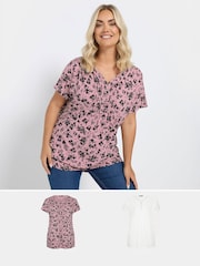 Yours Curve 100% Cotton Pintuck Blouse 2 Pack - Imagen 1 de 8