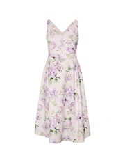 Yours Curve Pink London V-Neck Pleated Dress - Image 5 of 5