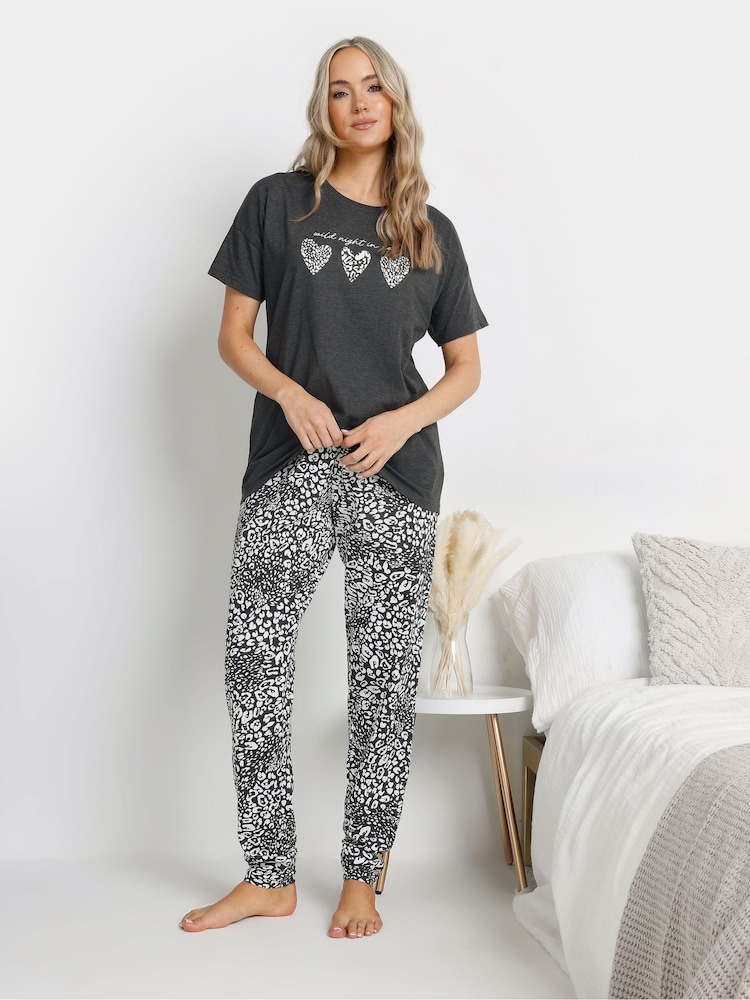 Long Tall Sally Grey Wild Night In Cuffed Pyjamas Set - Image 1 of 5