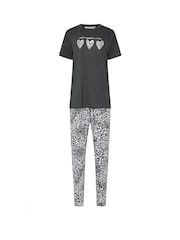 Long Tall Sally Grey Wild Night In Cuffed Pyjamas Set - Image 5 of 5