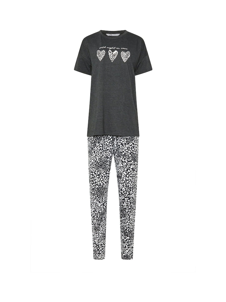 Long Tall Sally Grey Wild Night In Cuffed Pyjamas Set - Image 5 of 5