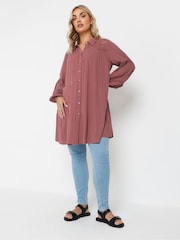 Yours Curve Purple Crochet Insert Boho Shirt - Image 3 of 5