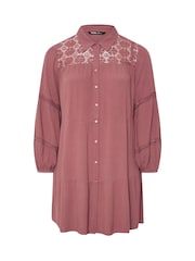Yours Curve Purple Crochet Insert Boho Shirt - Image 5 of 5