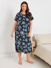 Yours Curve Blue Butterfly Midaxi Nightie 2 Pack - Image 3 of 8