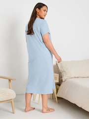 Yours Curve Blue Butterfly Midaxi Nightie 2 Pack - Image 4 of 8