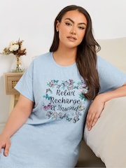Yours Curve Blue Butterfly Midaxi Nightie 2 Pack - Image 5 of 8