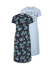 Yours Curve Blue Butterfly Midaxi Nightie 2 Pack - Image 6 of 8