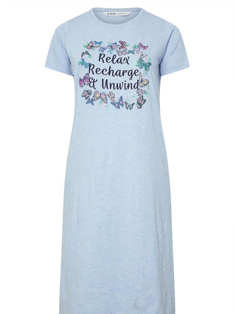 Yours Curve Blue Butterfly Midaxi Nightie 2 Pack - Image 8 of 8