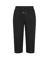 Yours Curve Black Linen Cropped Profile Pockets Trousers - Image 5 of 5