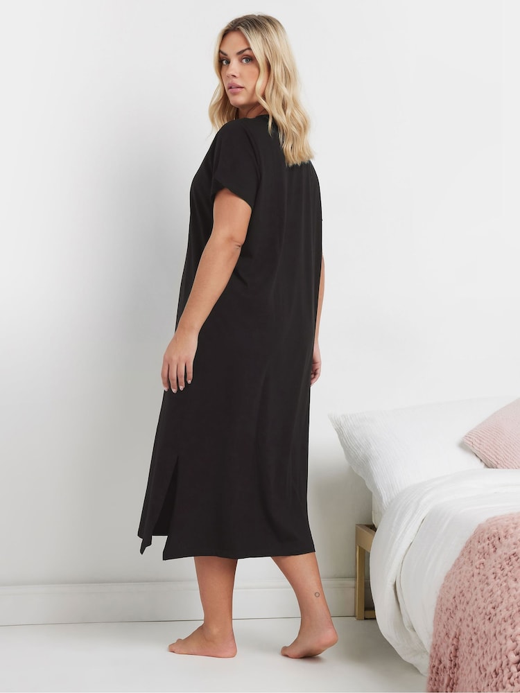 Yours Curve Black Stay Pawsitive Midaxi Nightie 2 Pack - Image 4 of 8