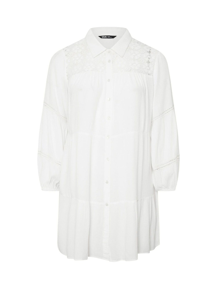 Yours Curve White Crochet Insert Boho Shirt - Image 5 of 5