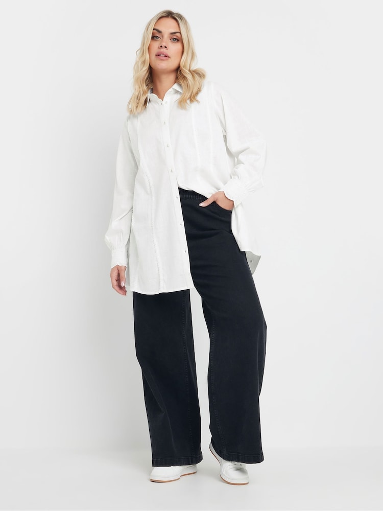 Yours Curve Mânecă lungă Trim 100% Cotton Slub Cămăși - Image 3 of 5