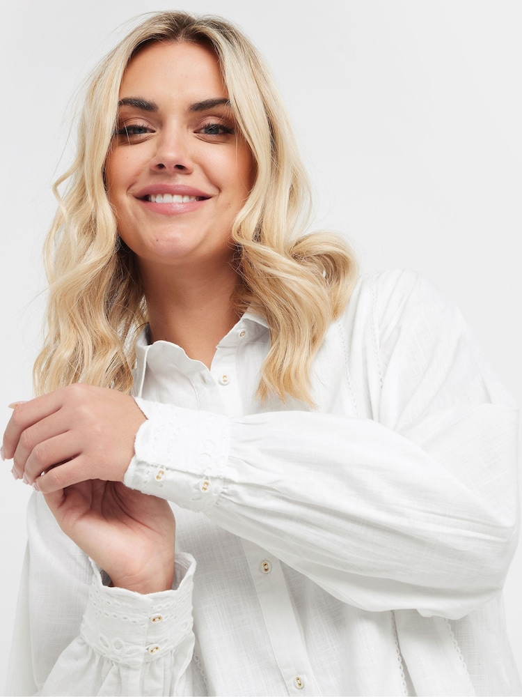 Yours Curve Mânecă lungă Trim 100% Cotton Slub Cămăși - Image 4 of 5