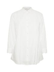 Yours Curve White Long Sleeve Trim 100% Cotton Slub Shirt - Image 5 of 5
