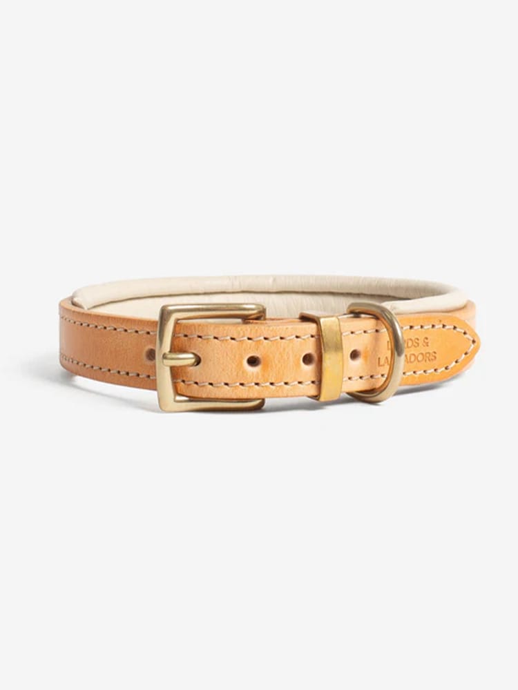 Lords and Labradors Tan Cream Italian Leather Collar Dog Collar - Image 6 of 6