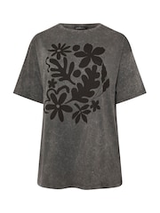 Yours Curve Grey Long Line Relaxed Drop Shoulder 100% Cotton T-Shirt - Image 6 of 6