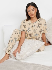 PixieGirl Petite Natural Animal Bows Tapered 100% Cotton Pyjamas Set - Image 1 of 4