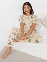 PixieGirl Petite Natural Animal Bows Tapered 100% Cotton Pyjamas Set - Image 2 of 4