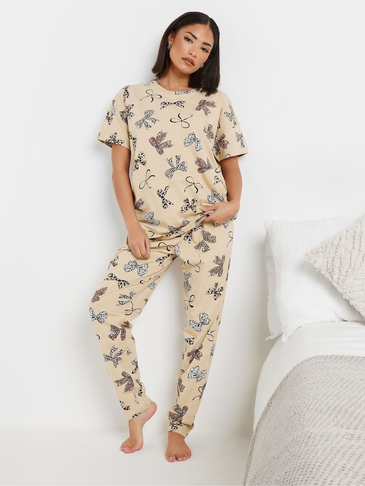 PixieGirl Petite Natural Animal Bows Tapered 100% Cotton Pyjamas Set - Image 3 of 4