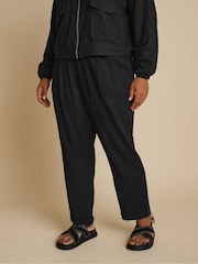 Yours Curve Black Linen Formal Trousers - Image 1 of 5