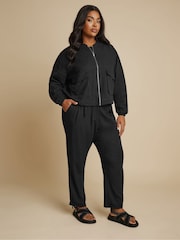 Yours Curve Black Linen Formal Trousers - Image 2 of 5