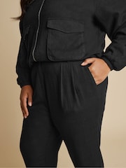 Yours Curve Black Linen Formal Trousers - Image 4 of 5