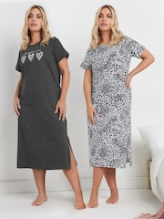 Yours Curve Wild NIGHT Midaxi Nighties 2 -paketissa - Kuva 1 / 8
