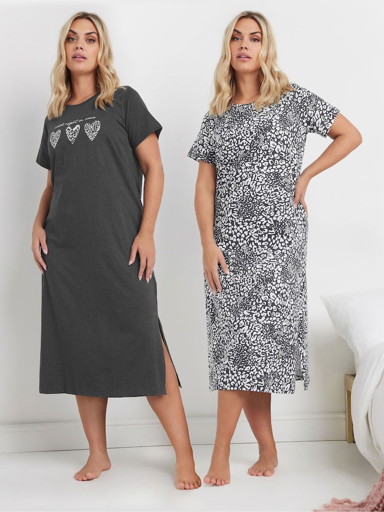 Yours Curve Wild NIGHT Midaxi Nighties 2 -paketissa - Kuva 1 / 8