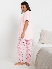 PixieGirl Petite Pink Mon Cheri Cuffed 100% Cotton Pyjama Set - Image 3 of 5