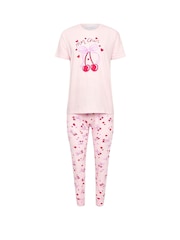 PixieGirl Petite Pink Mon Cheri Cuffed 100% Cotton Pyjama Set - Image 5 of 5