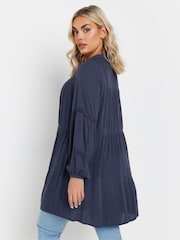 Yours Curve Blue Crochet Insert Boho Shirt - Image 4 of 5