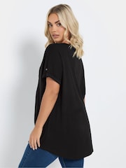Yours Curve Black Pintuck Short Sleeve T-Shirt - Image 3 of 5