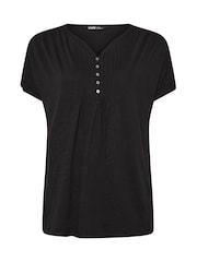 Yours Curve Black Pintuck Short Sleeve T-Shirt - Image 5 of 5